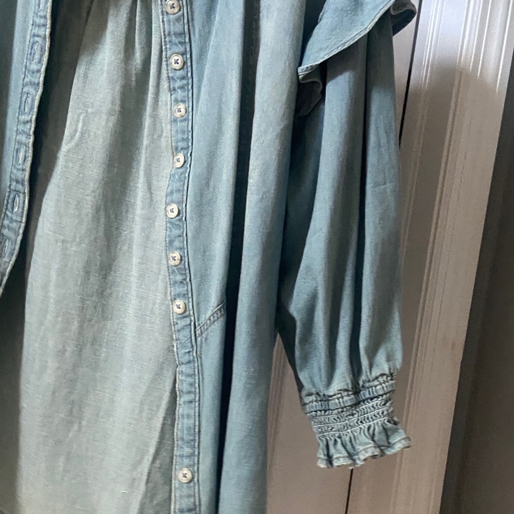 Free People Blue Ruffled Blouse - Picture 3 of 4